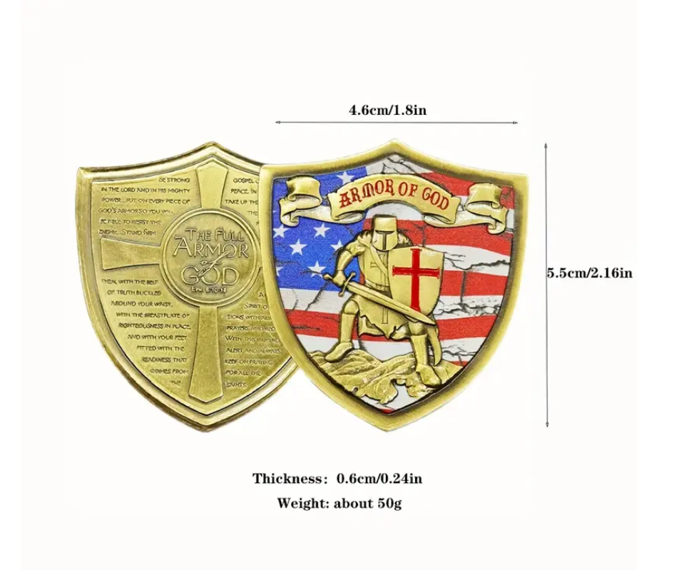 Warrior's Shield Armor of God Challenge Coin- Warrior Commemorative Medal