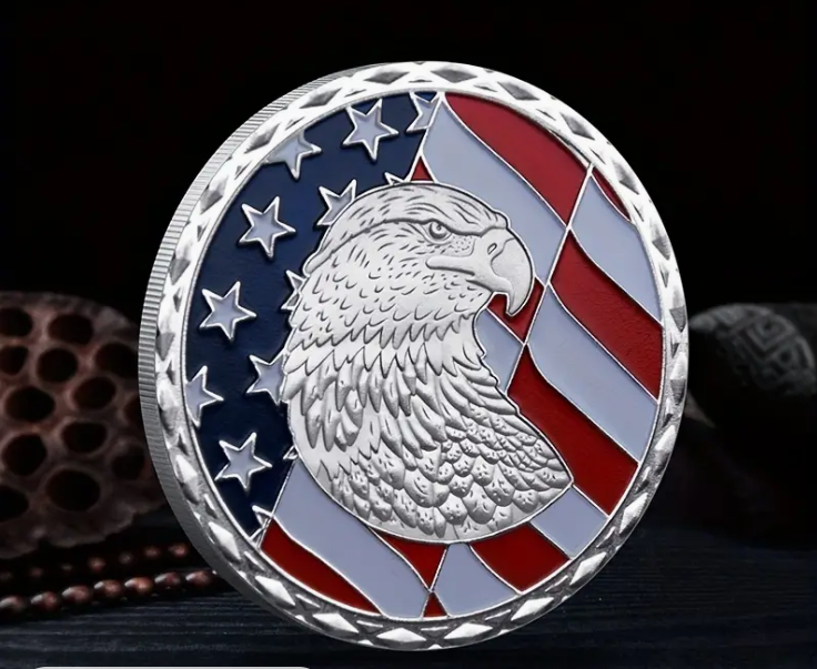 U.S. Air Force Veteran Commemorative Challenge Coin - American Flag with Eagle Head