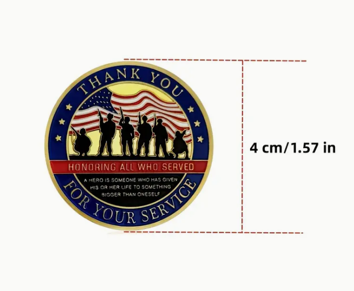 "Thank You for Your Service" Honoring All Who Served, Proud of You Veterans Challenge Coin