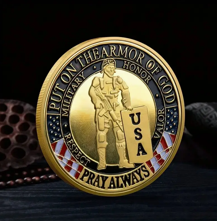 USA Soldier Put On The Whole Armor Of God Commemorative Challenge Coin - Ephesians 6:11-18 Pray Always