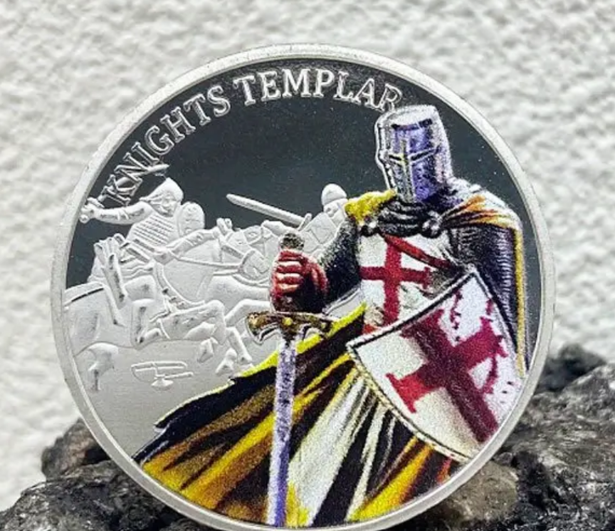 Knights Templar Soldier Silvery Gift Challenge Coin
