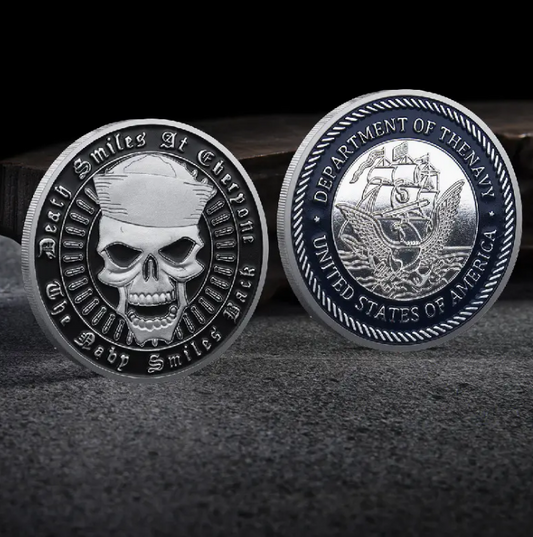 U.S. Navy Silvery-Plated Colorful Skulls Series Challenge Coin - The Navy Smiles Back