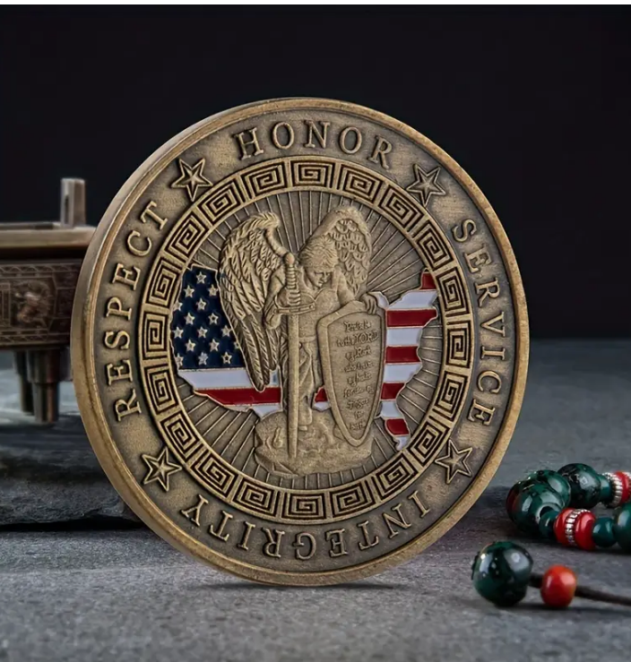 Thin Blue Line St. Michael Police Officers Challenge Coin - "Make No Mistake" Motto