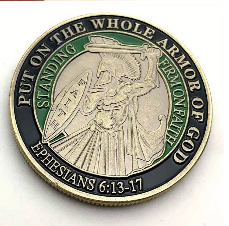 Put on the Whole Armor of God Warrior Bronze Painted Commemorative Coin