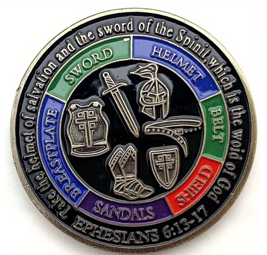 Put on the Whole Armor of God Warrior Bronze Painted Commemorative Coin
