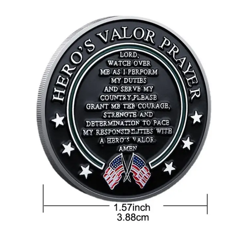 US Army Challenge Coin with Hero's Valor Prayer