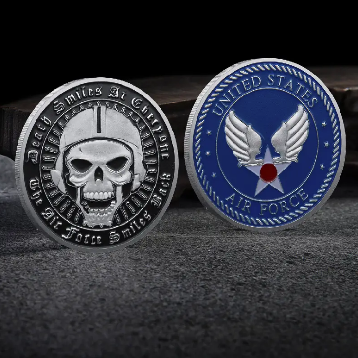 U.S. Air Force Silvery-Plated Colorful Skulls Series Chellenge Coin - The Air Force Smiles Back