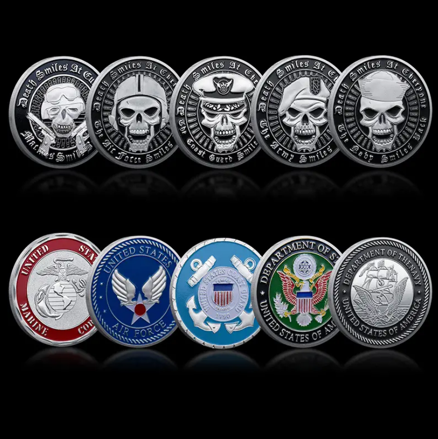 U.S. Air Force Silvery-Plated Colorful Skulls Series Chellenge Coin - The Air Force Smiles Back