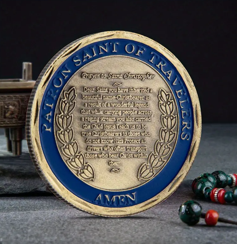 St. Christopher Protect US Patron Saint of Travelers Bronze Commemorative Challenge Coin