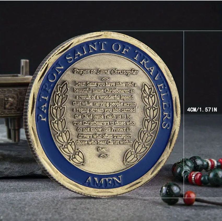 St. Christopher Protect US Patron Saint of Travelers Bronze Commemorative Challenge Coin